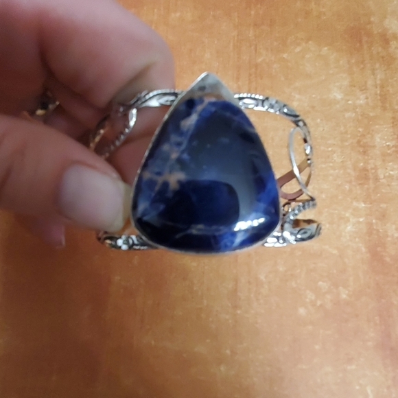New Sodalite 925 Silver Cuff Bracelet. - Picture 3 of 8